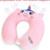 Kids Travel Pillow, Unicorn Kids Neck Pillow for Traveling with Eye Mask, Toddler Travel Essentials for Road Trip Airplane Flight Car Seat, Cute Cartoon Headrest Memory Foam Pillow Gift for Girl Boy - Image 3