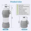 Collapsible Water Bottle, Upgrade Leakproof Foldable BPA Free Silicone Reusable Sports Bottle, Portable Refillable Bottles with Carabiner, Ideal for Travel Hiking Outdoor Camping Gym - Image 2