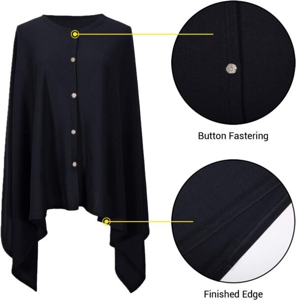 MissShorthair Women's Lightweight Knitted Scarf Poncho Sweater Cape Shawl Versatile Spring Summer Ponchos Wraps - Image 3