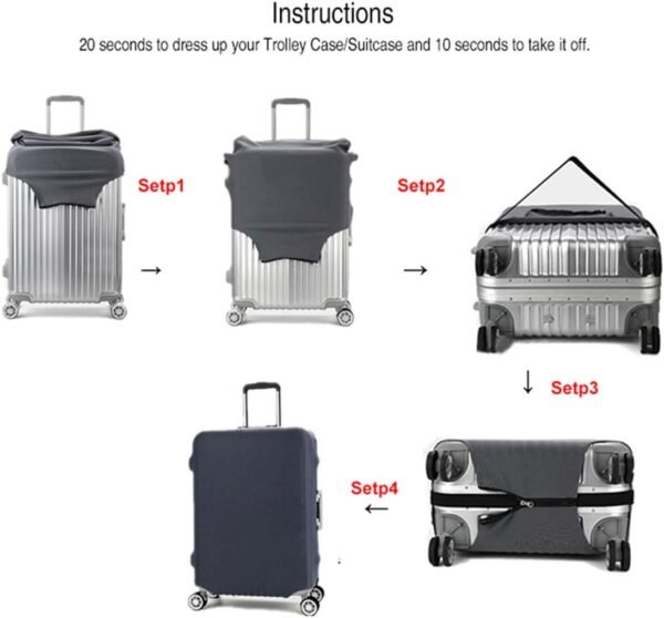 Spandex Travel Luggage Protector Suitcase Cover Fit 23-32 Inch Luggage (Black-travel, L(26"-28" luggage)) - Image 8