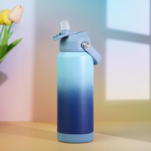 BJPKPK Water Bottle with Straw Lid, 24oz Vacuum Insulated Water Bottles, Metal Stainless Steel Water Bottle for Sports, Travel, BPA Free Leak Proof Thermos, Cups, Flasks, Tumblers,Sky - Image 6