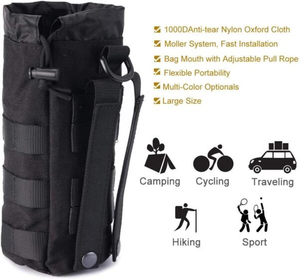 Upgraded Sports Water Bottles Pouch Bag, Tactical Drawstring Molle Water Bottle Holder Tactical Pouches, Travel Mesh Water Bottle Bag Tactical Hydration Carrier - Image 2