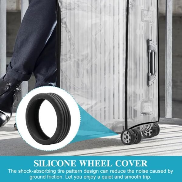 3Pcs 20 24 28 inch Suitcase Protectors Cover and 8Pcs Suitcases Wheel Covers, Clear PVC Waterproof Dustproof Anti-Scratch Luggage Cover Travel Suitcase Cover Protectors - Image 6