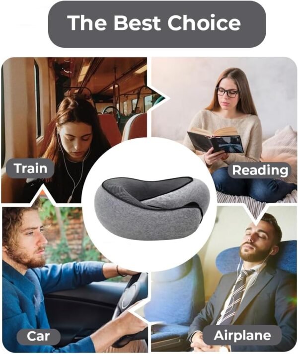 2024 New Neck Pillow, Travel Neck Pillow, 360° Travel Neck Pillows for Airplanes, Neck Pillow for Traveling, Aircraft Memory Foam Travel Neck Pillow (Gray) - Image 6