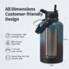64 oz Insulated Water Bottle with Straw (Cold for 48 Hrs), Half Gallon Stainless Steel Triple Wall Vacuum Sports Water Jug, Leakproof Hydro Cup Flask with Straw Spout Lids & DIY Stickers - Image 6