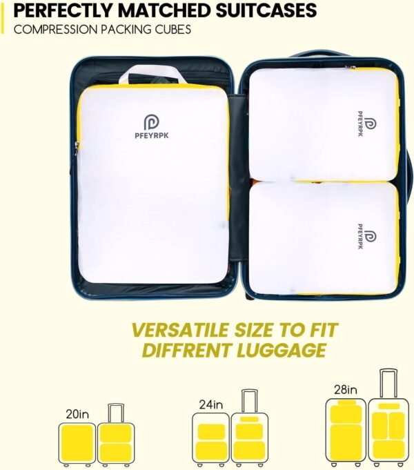 Lightweight Compression Packing Cubes for Suitcases, Compressible Expandable Travel Packing Organizer with Clear Toiletries and Backpack Bag, Travel Essentials for Carry on Luggage 7 Set - Image 7