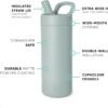Simple Modern Kids Water Bottle with Straw lid | Insulated Stainless Steel Thermos | Reusable Water Bottles for Girls, School & Sports | Leak Proof & BPA Free | Mesa Collection | 16oz, Sea Glass Sage - Image 4