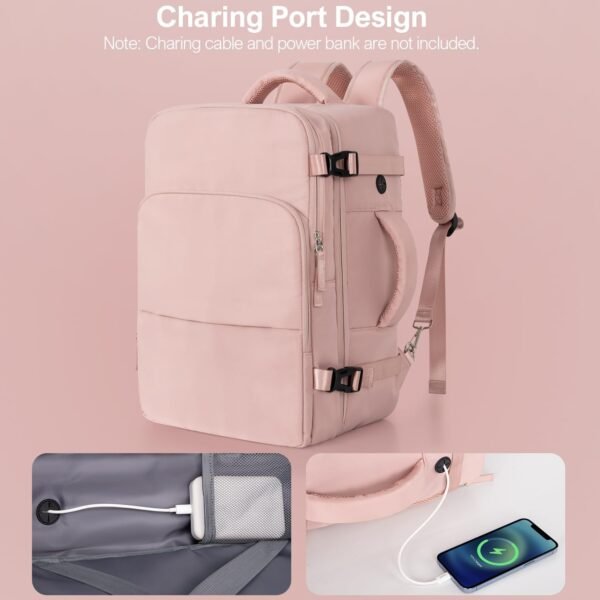 Travel Backpack for Women, Flight Approved Carry On Backpack with USB Charging Hole, Lightweight Travel Bag, Waterproof Causal Bookbag for College, Travel, Work - Image 8
