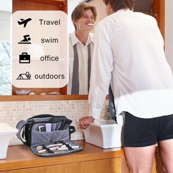 Travel Toiletry Bag for Men Toiletry Bag Dopp Kit Water-resistant Shaving Bag Large Travel Toiletry Organizer Travel Essentials Black - Image 4