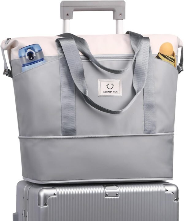 Overnight Bag, Expandable Travel Bag with Trolly Sleeve and Laptop Sleeve, Dry Wet Separated Pocket Weekender Gym Bag