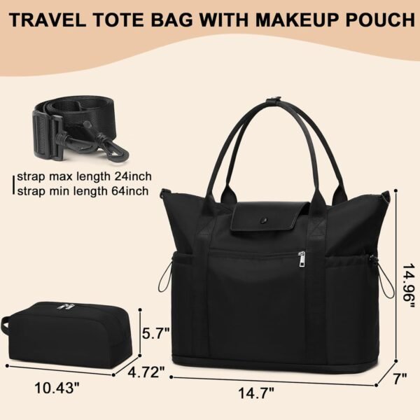 LEDAOU Carry On Tote Bags for Women, Travel Weekender Bag, Overnight Bag Personal Item Airplane, Sports Gym Work Bag - Image 2