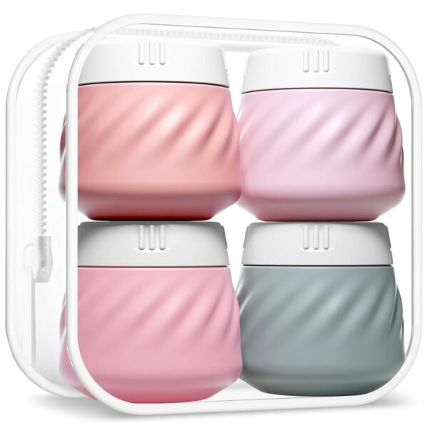 Gemice Travel Size Containers for Toiletries, Leak-Proof Small Silicone Travel Containers for Creams, TSA Approved Travel Size Toiletries Containers with Clear Bag for Women (4 Pack)