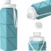 Collapsible Water Bottles,BPA-Free Leak-Proof Silicone Foldable Water Bottle Cup 20.6oz,Durable Lightweight Bottle for Gym Travel Camping Hiking Running (Navy Blue+Green) - Image 2