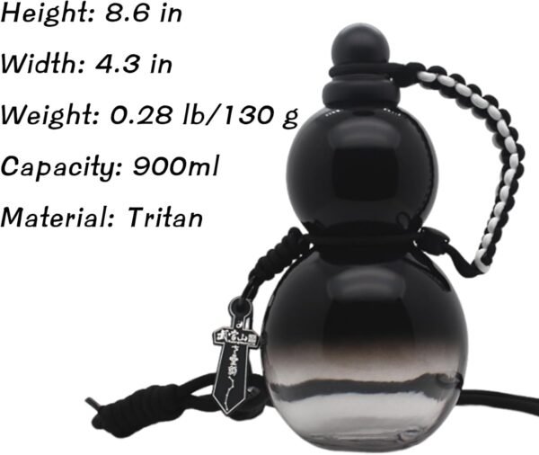 Gourd Water Bottle, Gourd-Style Water Bottle, Drinking Gourd Bottle, Bottle Gourd, Gourd Shaped Water Bottle, Gourd Drinking Cup Jug Portable Travel Large Capacity Durable, 900 ml (Black) - Image 7
