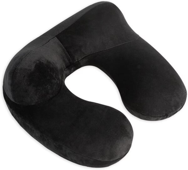 Inflatable Travel Pillow, Neck Pillow Support for Traveling, Airplanes, Cars, and Offices with Compact Carrying Bag, Soft Velvet Washable Cover, Ideal for Adult Sleepers (Black) - Image 3