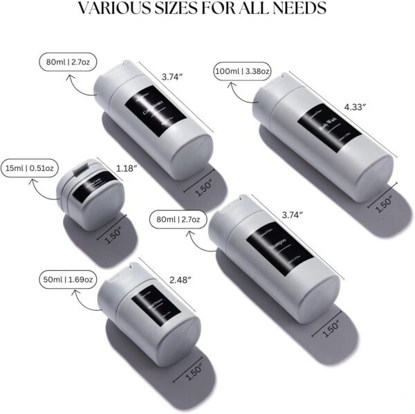 Travel Bottles for Toiletries, TSA Approved Travel Size Containers, BPA Free Leak Proof Refillable Liquid Silicone Squeezable Travel Accessories for Shampoo Conditioner Lotion - Image 5