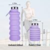 Collapsible Water Bottle,4 Pcs BPA Free Reuseable Silicone Foldable Leakproof 16oz Water Bottles,Portable Lightweight Water Bottles with Carabiner for Travel Gym Camping,Hiking Outdoor Indoor Sports - Image 3