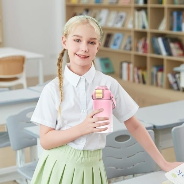 Kids Insulated Water Bottle with Pop-Open Straw & Spout 2-in-1 Lid, 12oz Toddler Cups with Stainless Steel Leak Proof for School Travel Boys Girls Purple（Unicorn） - Image 4