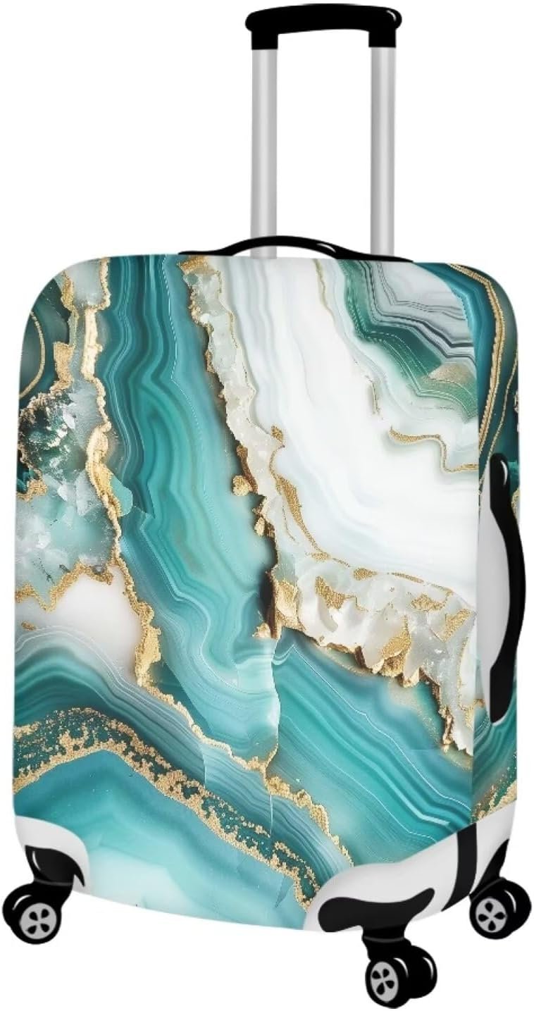 Green Marble Suitcase Cover Travel Luggage Cover Suitcase Protector Fits 18-32 Inch Luggage Protector Cover Dust Cover Washable Baggage Covers -X - Image 2