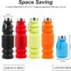 Collapsible Water Bottles Cups - 550ml Reusable BPA Free Silicone Foldable Travel Water Bottle Cup Sports & Fitness Essential for Running,Travel, and Gym Camping Hiking,School,Lightweight - Image 6