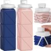 Collapsible Water Bottles 2 pack Travel Water Bottle Portable Hiking Water Bottle Leakproof Reusable BPA Free Silicone Water Bottles Durable Lightweight Bottle for Travel Camping Gym Sports