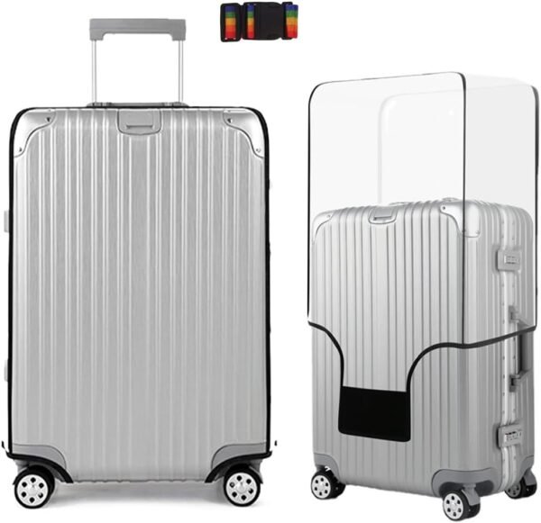 THMNIS 28 Inch Clear PVC Suitcase Cover Protector, Travel Luggage Cover for Wheeled Suitcase
