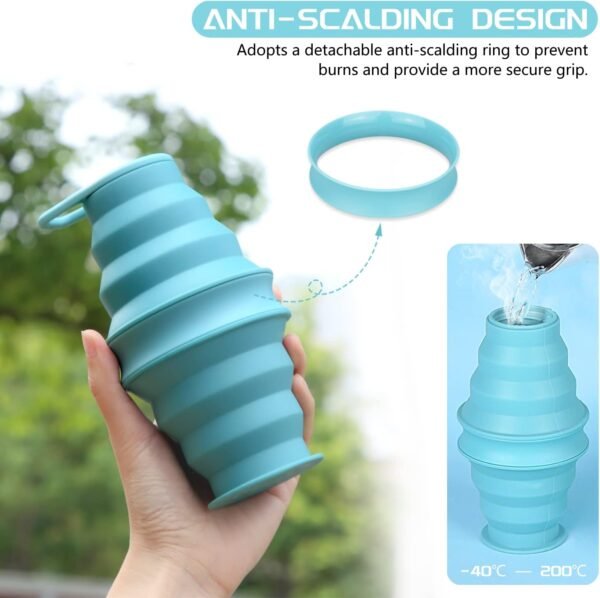 Nefeeko Collapsible Water Bottle,17oz(500ml) Reuseable BPA Free Silicone Foldable Water Bottles for Travel Gym Camping Hiking, Portable Leak Proof Sports Water Bottle with Carabiner - Image 2
