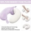 Travel Neck Pillow Airplane, Soft Memory Foam Support Head Neck Chin, with Removale Cover and Adjustable Snap Button, Comfortable Sleeping in Plane Car Train Traveling Office Home, Purple - Image 2