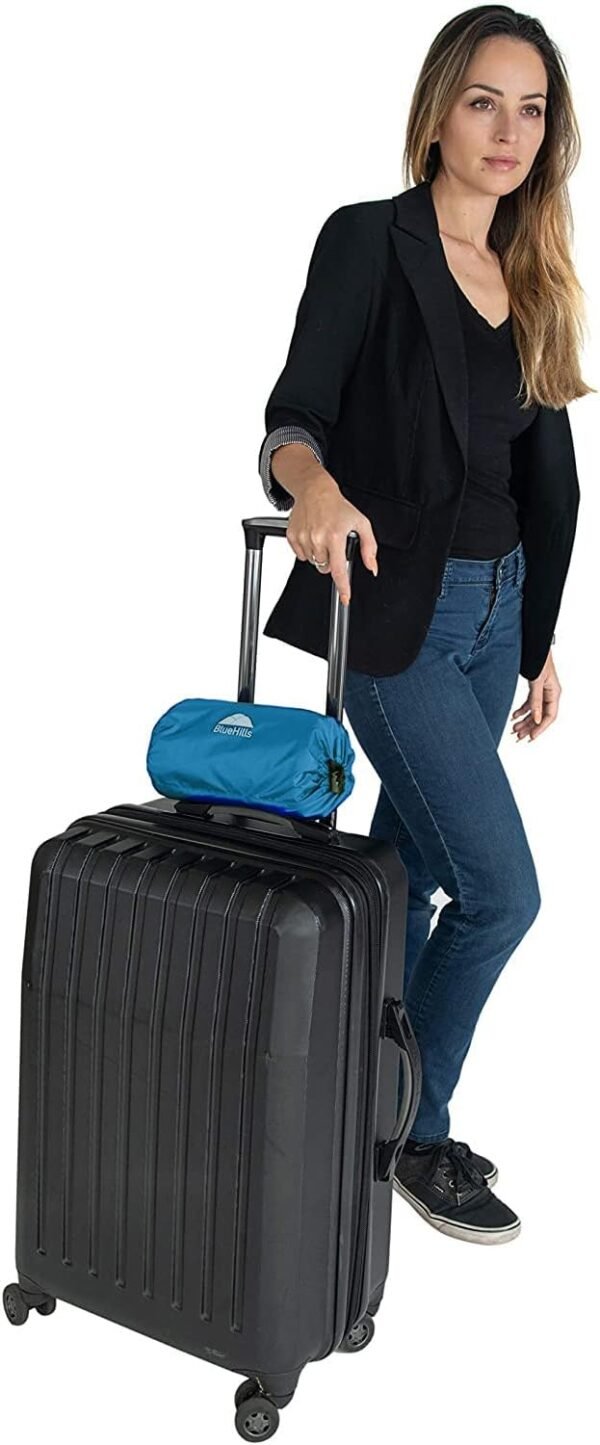 BlueHills Ultra Compact Travel Blanket in Portable Case Premium Soft Large Airplane Blanket Flight Essentials for Car Plane Train Hotel Layover Peacock Teal C004 - Image 6
