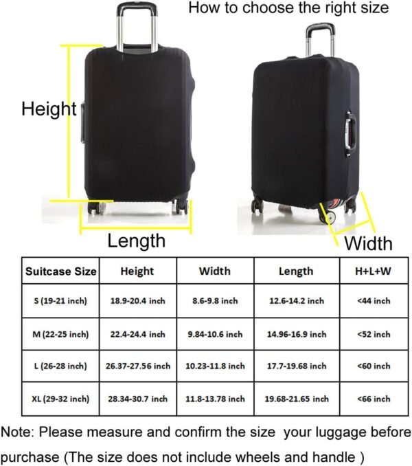 lasenersm 1 Piece Polyester Luggage Cover Protector Travel Luggage Elastic Cover Washable Suitcase Cover Luggage Sleeve Fits 22-25 Inch Luggage, Black, Size M - Image 5