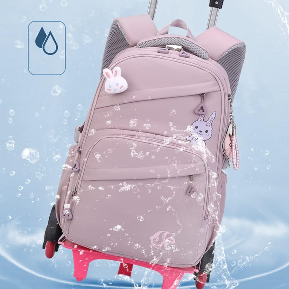 Rolling Backpack for Girls Trolley BookBag with Wheels Elementary and Middle School Luggage Travel Bag - Image 7