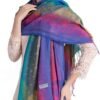 Colorful flowers Jacquard cotton pashmina Women Wrap Shawl tassels Scarves - Image 3