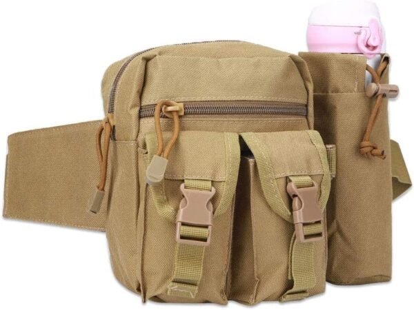 Tactical Waist Pack Pouch With Water Bottle Pocket Holder, Men Travel Waist Bag Hip Belt Bag for Running Hiking Travel Outdoors - Image 2