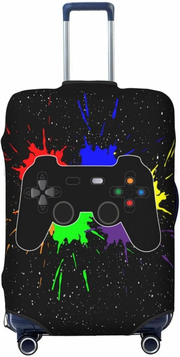 Hipster Game Controller Luggage Suitcase Covers Elastic Washable Game Joystick Luggage Protector Travel Suitcase Protective Cover For Kid And Adult, L (Fit 25-29 Inch Luggage)