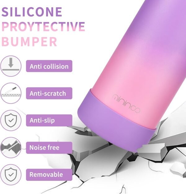 Mininoo Kids Water Bottle for School, 16oz Stainless Steel Insulated Water Bottle Kids with Straw Lid for Girls, Boys (Purple/Pink) - Image 3
