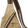 KL928 PU Leather Sling Bag - Small Crossbody Backpack Shoulder Casual Daypack Rucksack for Men Women