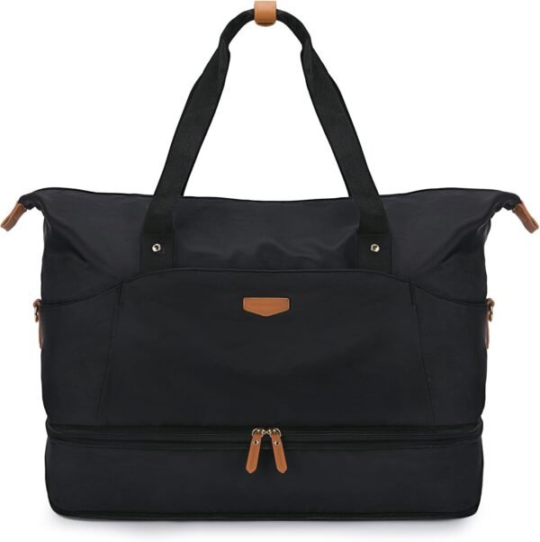 Missnine Expandable Weekender Bag for Women,Travel Duffel Bag 50L Carry on Overnight Bag with Shoes Compartment Gym Bag