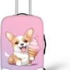 DISNIMO Ice Cream Corgi Luggage Cover Anti-scratch Suitcase Cover Protector for Travel 18-21 Inch Baggage Covers for Women Girls