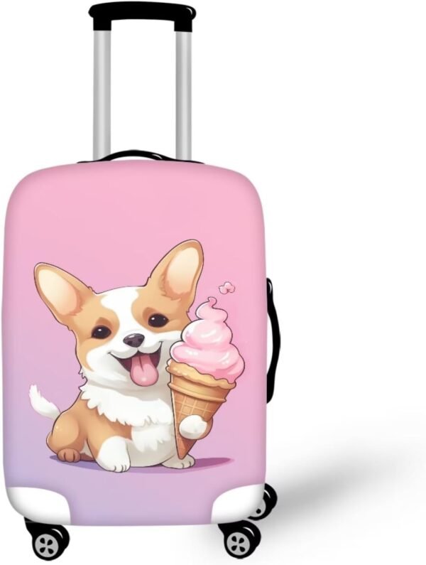 DISNIMO Ice Cream Corgi Luggage Cover Anti-scratch Suitcase Cover Protector for Travel 18-21 Inch Baggage Covers for Women Girls