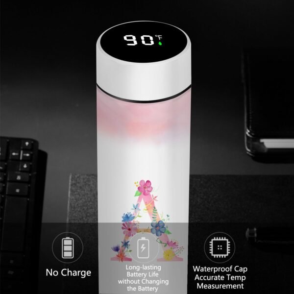 Personalized 16oz Initial Water Bottle,Smart Sport Water Bottle with LED Temperature Display,Customized Letter Coffee Thermos,Travel Coffee Mug (A) - Image 7