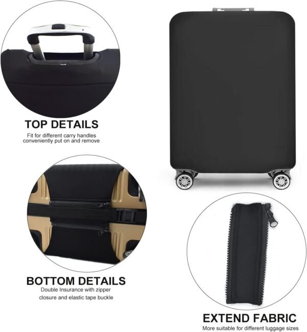 Suitcase Cover Protectors 24 28 30 Inch Luggage Cover Elastic Travel Trolley Protector S Fit 19-20 Inch Suitcase Black - Image 3