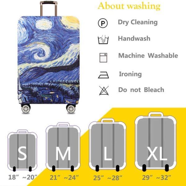 TRAVEL KIN Thickened Luggage Cover ，Washable Travel Gear Cover，18/24/28/32 Inch Suitcase Spandex Protective Cover (L(25"-28" luggage), Starry Night) - Image 6