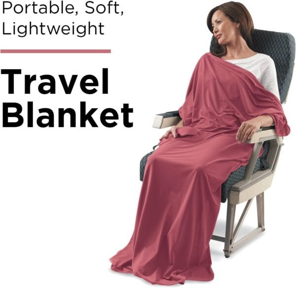 SAGEFINDS Airplane Travel Blanket | Compact Throw Blanket for Camping and Hiking | Converts into a Pillow | Travel Gift | Soft Jersey Knit | Fits in Backpack | Attaches to Luggage | Travel Essential - Image 2