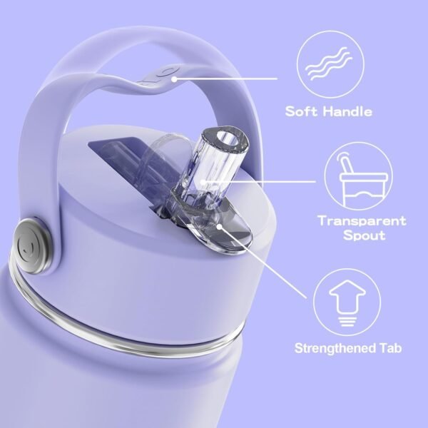 Kids Water Bottle with Straw Lid 14oz, Vacuum Insulated 316 Stainless Steel Water Bottles for Kids for School, Leakproof Water Bottle, BPA Free and Keep Cold for 24 Hours - Image 3