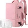 Hanples Extra Large Travel Backpack for Women as Person Item Flight Approved, 40L Carry On Backpack, 17 Inch Laptop Waterproof Hiking Casual Bag Backpack(Pink)
