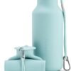 Collapsible Water Bottles 20 oz, Leak Proof, BPA Free Foldable Silicone Travel Water Bottle Cups for Taveling, Outdoors, On the go, Sage Green