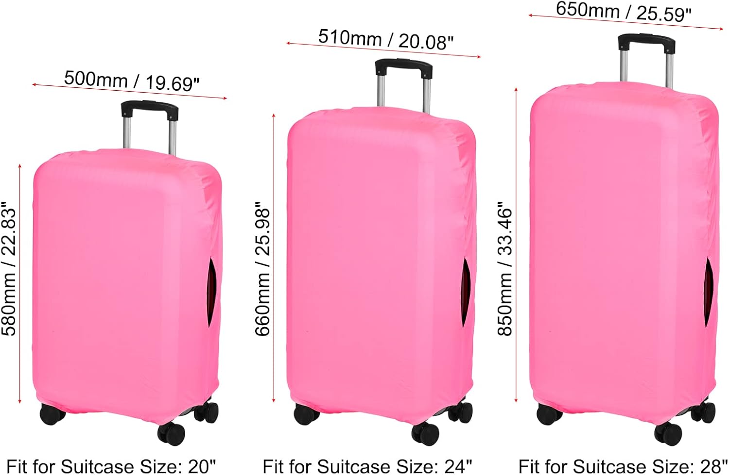 PATIKIL Elastic Silk Travel Luggage Cover, Washable Protective Suitcase Protector Bag Pink for 20 Inch Wheeled Suitcase - Image 2