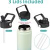 22oz Stainless Steel Water Bottles With 3 Lids Sport Insulated Water Bottle,Mint - Image 3