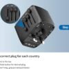 International Travel Adapter Voltage Converter Steps Down 220V to 110V for Cell Phones, Laptops, and Curling Irons, US to UK, Europe, Australia, and More Than 200 Countries (Black) - Image 9