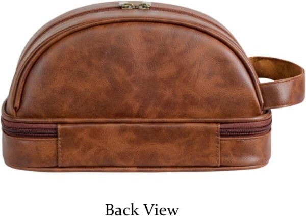 Men Toiletry Bag,Waterproof Dopp kit hygiene bag for travel,leather shaving kit bag for Toiletries Accessories,Organizer for traveling Cosmetic Bag (Brown) - Image 8